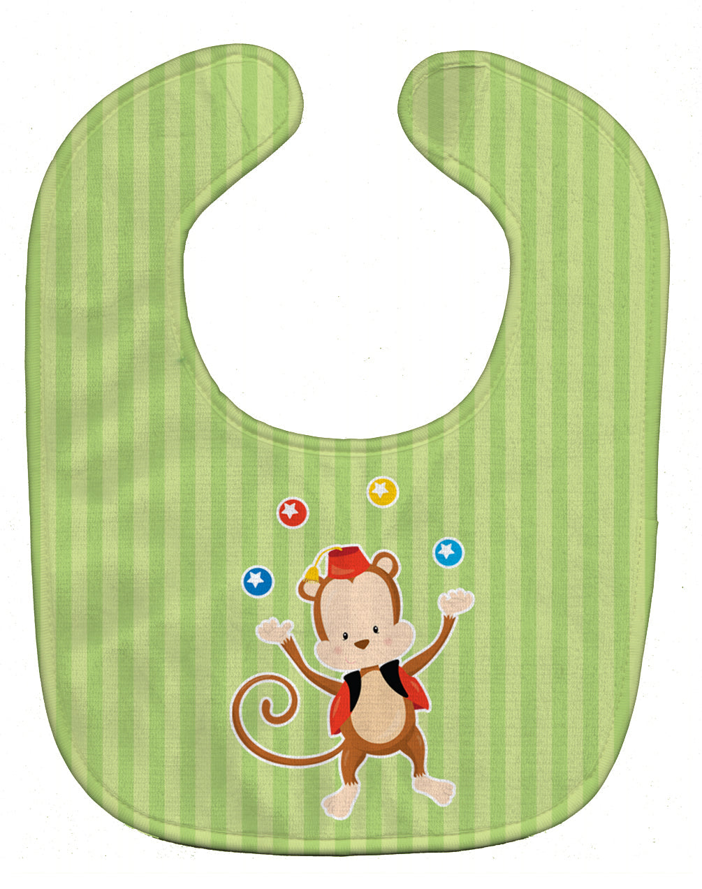 Monkey Juggler Baby Bib Easy-Clean Baby Bib Baby Feeding Accessory Baby Mealtime Essential, 10 x 13, Multicolor