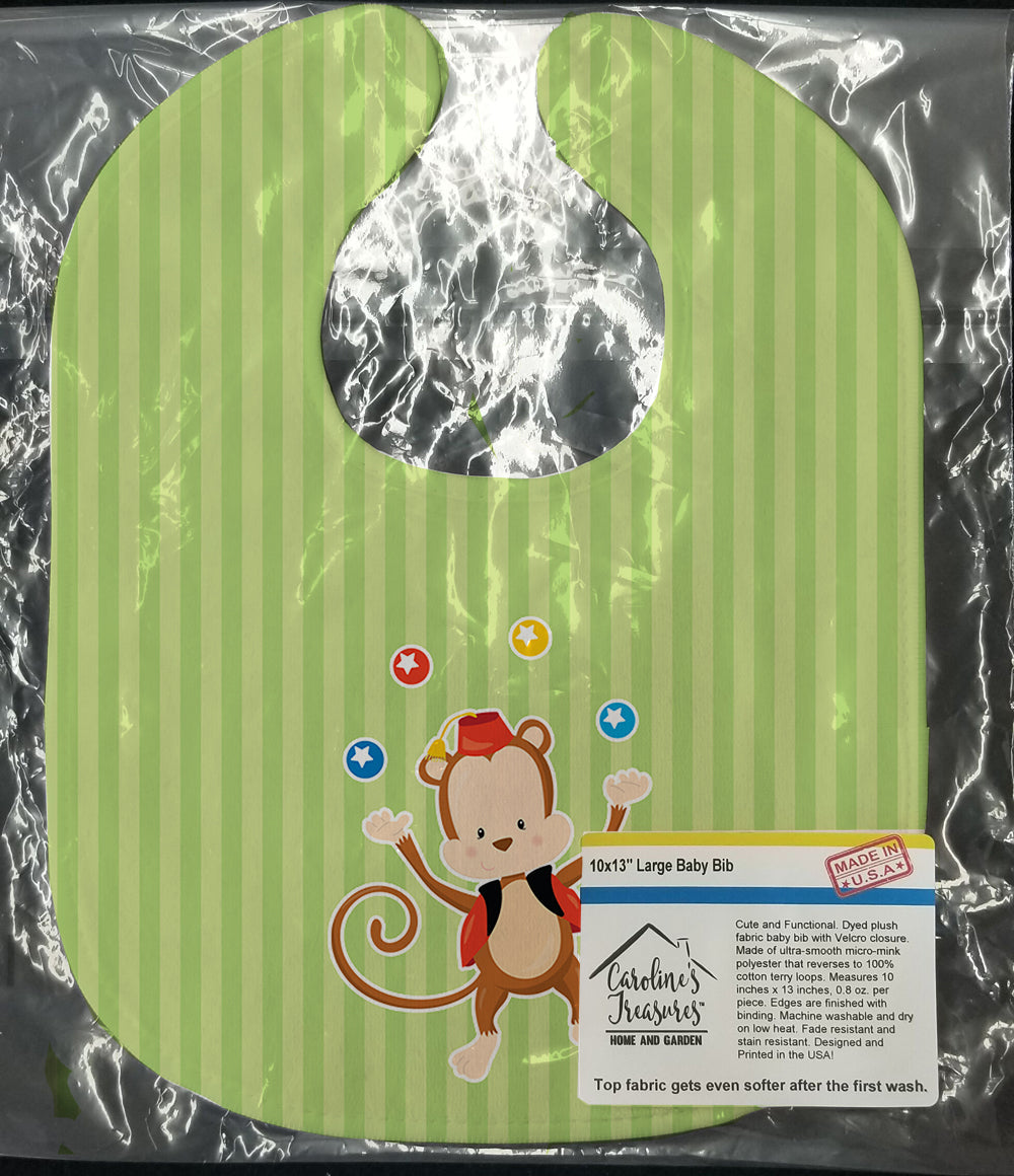 Monkey Juggler Baby Bib Easy-Clean Baby Bib Baby Feeding Accessory Baby Mealtime Essential, 10 x 13, Multicolor