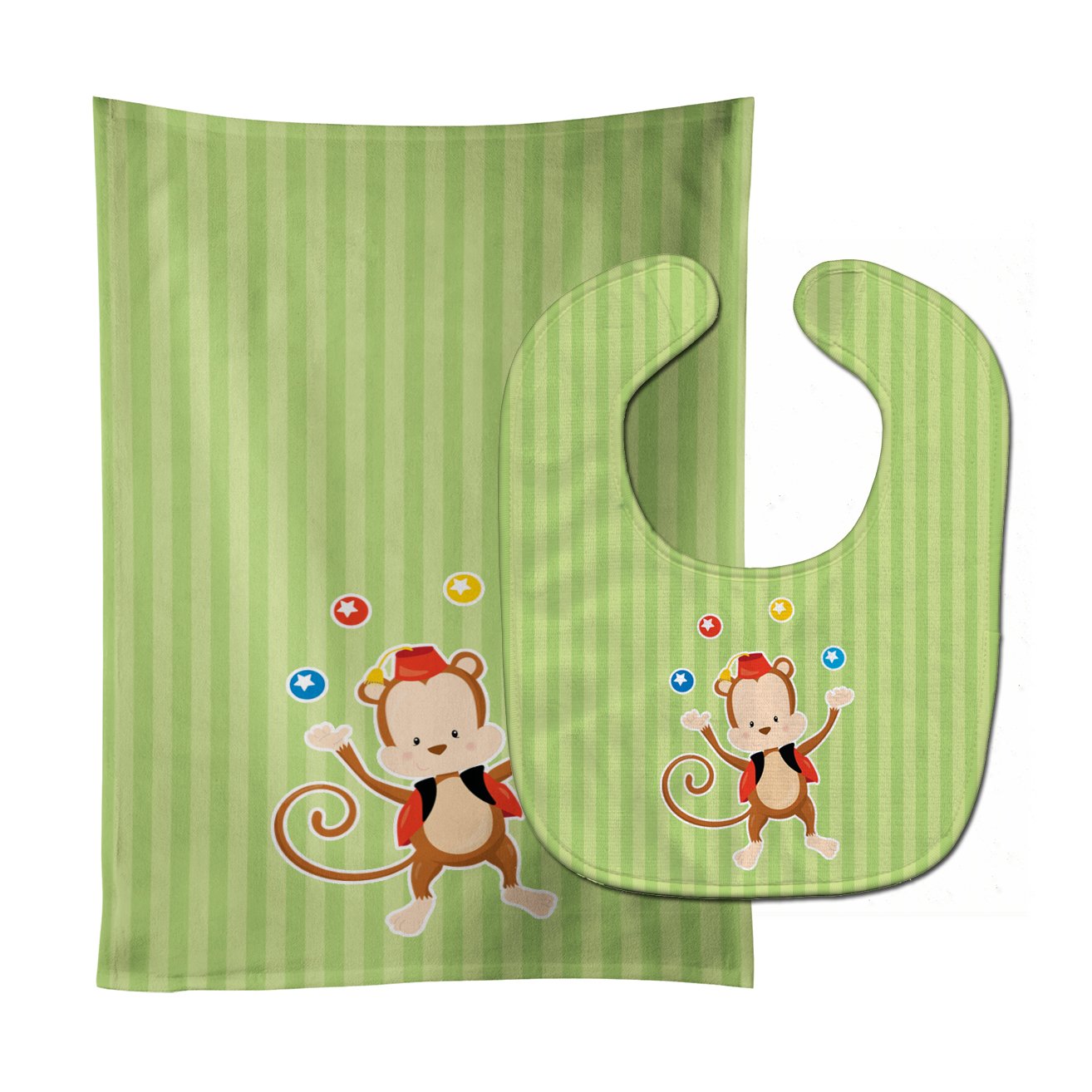 Monkey Juggler Baby Bib & Burp Cloth Easy-Clean Baby Bib Baby Feeding Accessory Baby Mealtime Essential