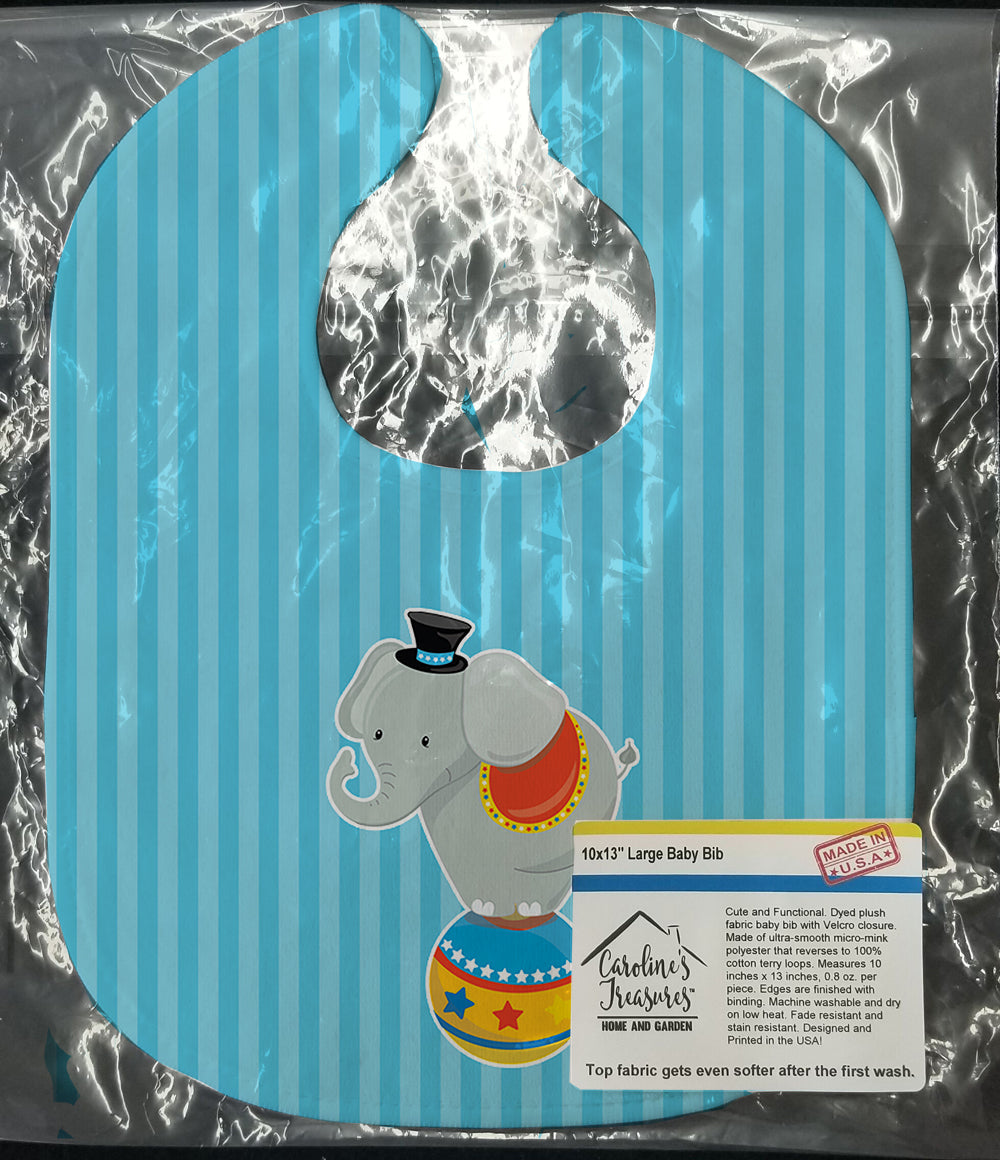 Circus Elephant Baby Bib Easy-Clean Baby Bib Baby Feeding Accessory Baby Mealtime Essential, 10 x 13, Multicolor