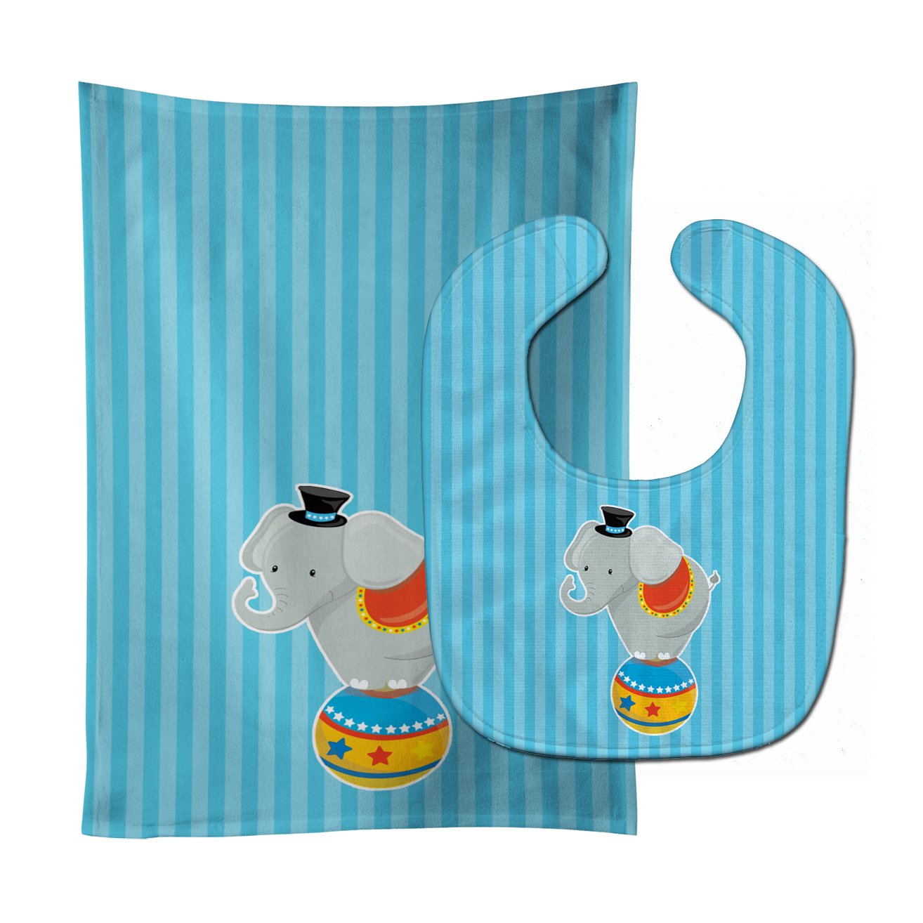 Circus Elephant Baby Bib & Burp Cloth Easy-Clean Baby Bib Baby Feeding Accessory Baby Mealtime Essential