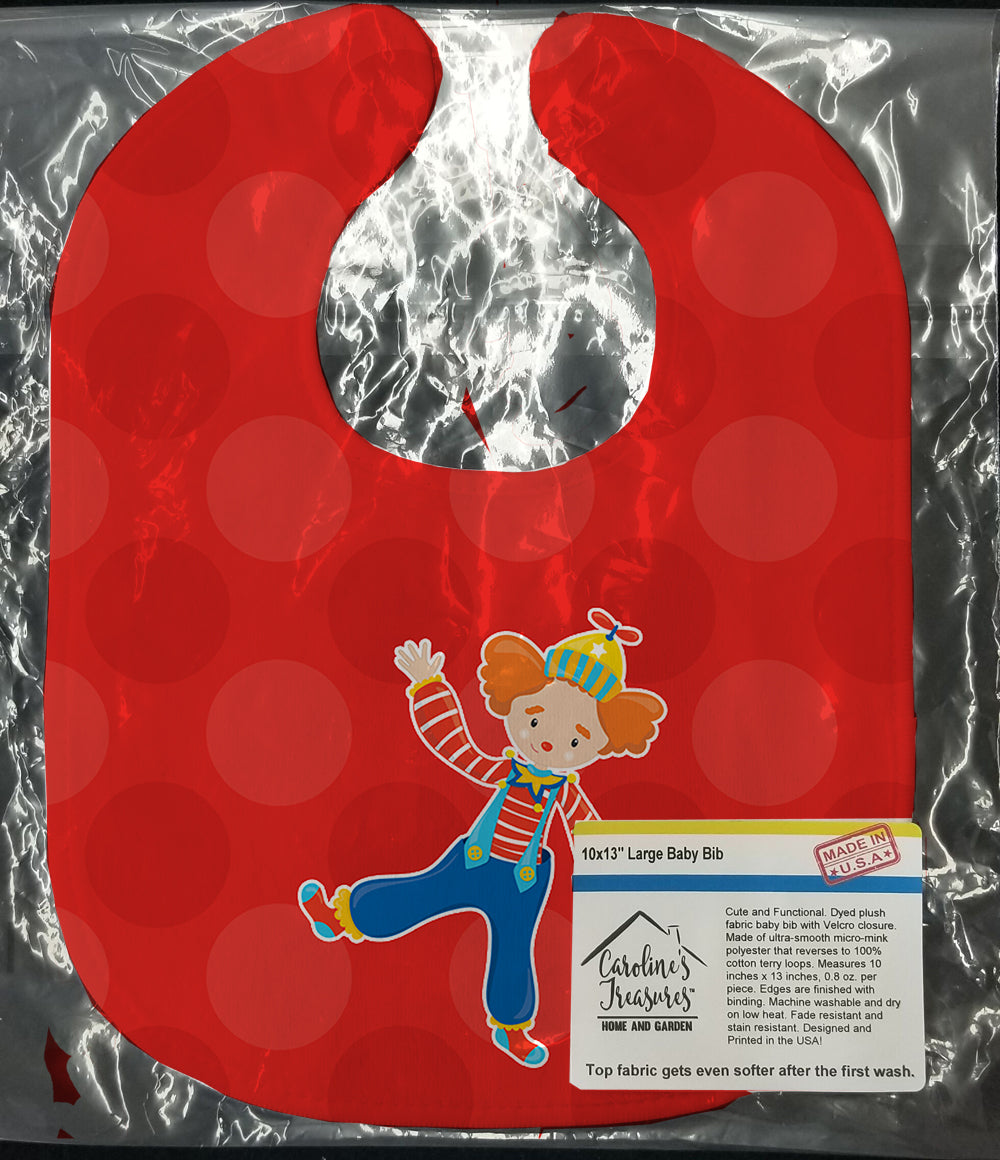Circus Clown Baby Bib Easy-Clean Baby Bib Baby Feeding Accessory Baby Mealtime Essential, 10 x 13, Multicolor