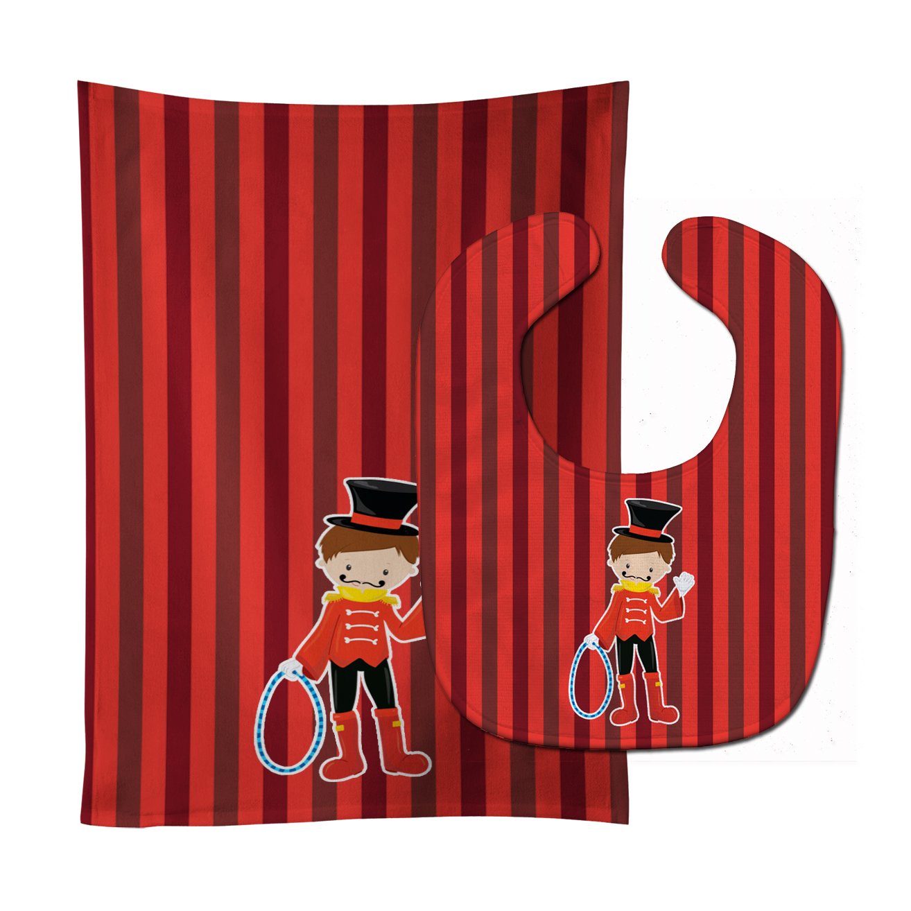 Circus Trainer Baby Bib & Burp Cloth Easy-Clean Baby Bib Baby Feeding Accessory Baby Mealtime Essential