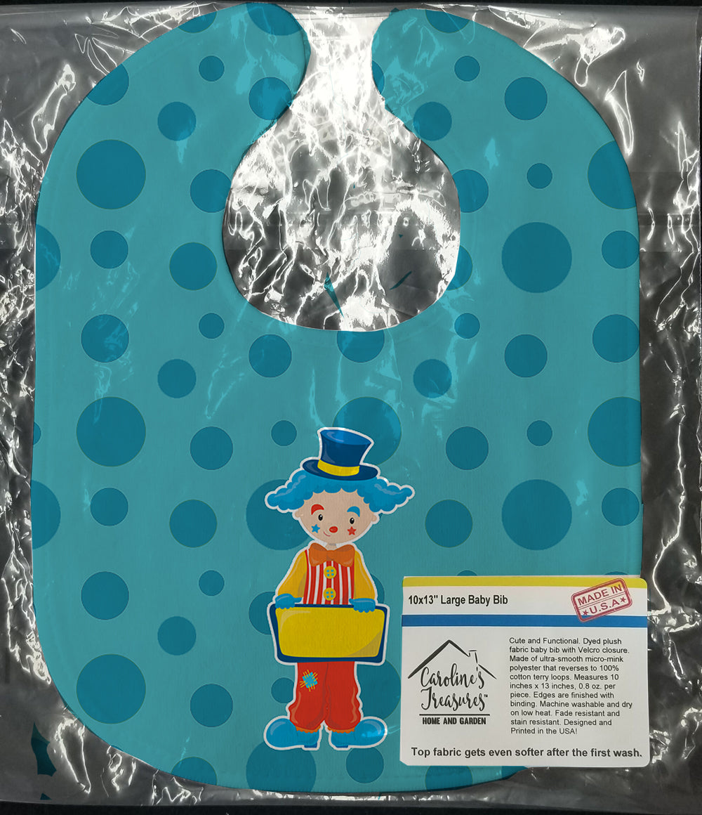 Circus Clown #2 Baby Bib Easy-Clean Baby Bib Baby Feeding Accessory Baby Mealtime Essential, 10 x 13, Multicolor