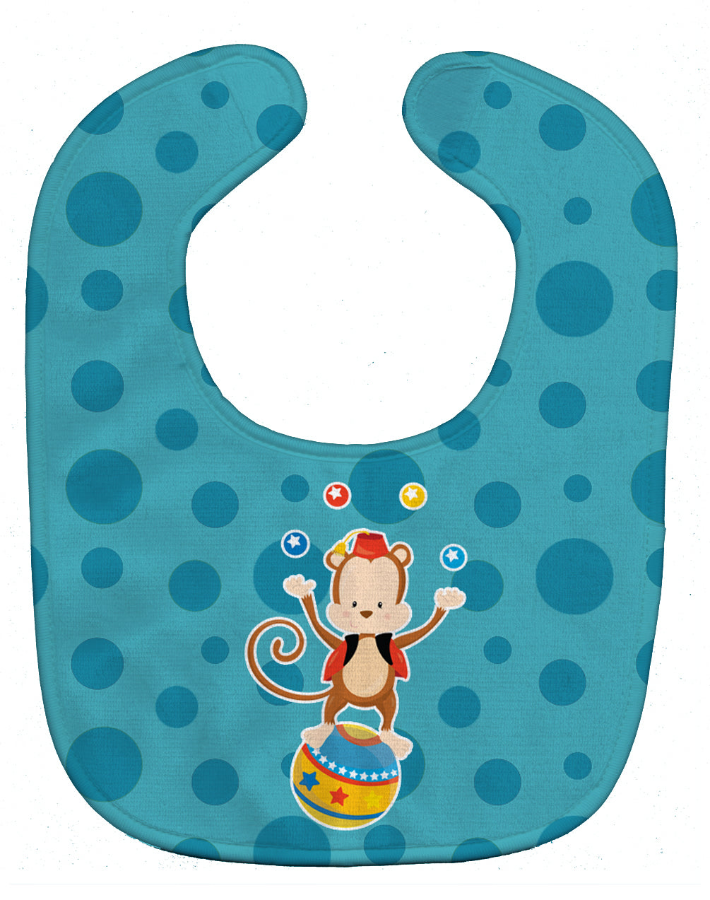 Circus Monkey Baby Bib Easy-Clean Baby Bib Baby Feeding Accessory Baby Mealtime Essential, 10 x 13, Multicolor