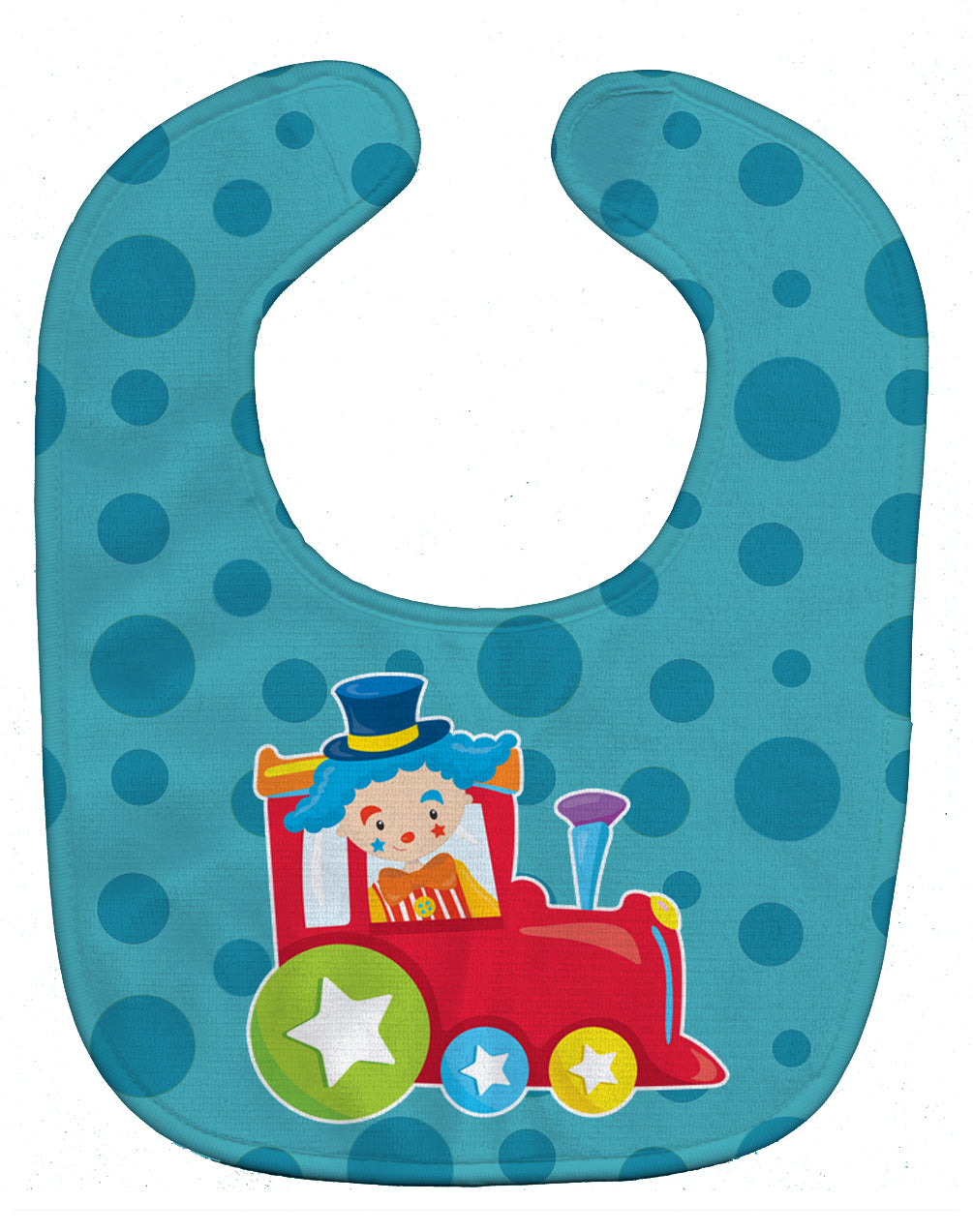 Circus Clown Train Baby Bib Easy-Clean Baby Bib Baby Feeding Accessory Baby Mealtime Essential, 10 x 13, Multicolor