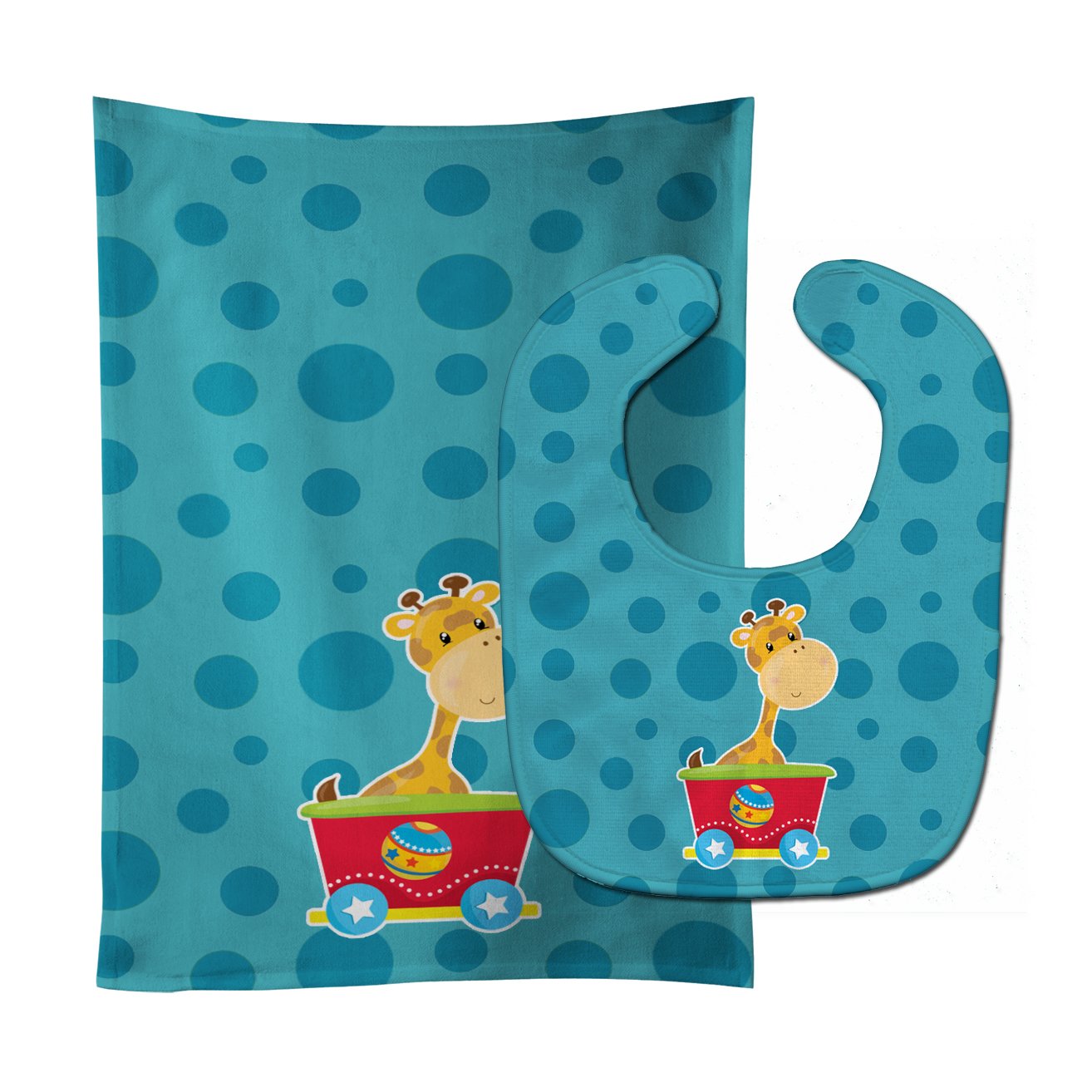 Circus Giraffe Train Car Baby Bib & Burp Cloth Easy-Clean Baby Bib Baby Feeding Accessory Baby Mealtime Essential