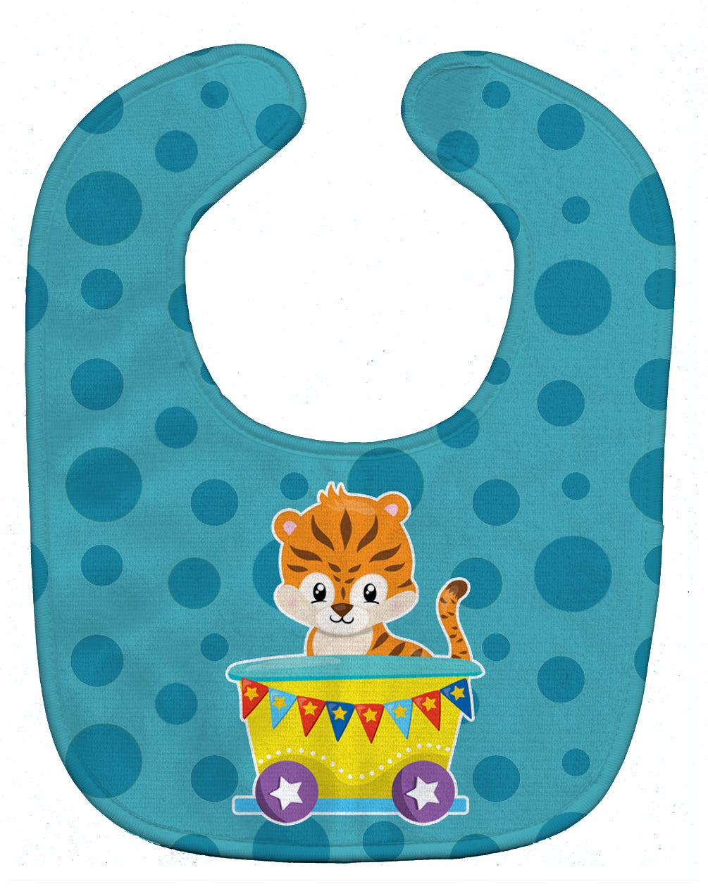 Circus Tiger Train Car Baby Bib Easy-Clean Baby Bib Baby Feeding Accessory Baby Mealtime Essential, 10 x 13, Multicolor