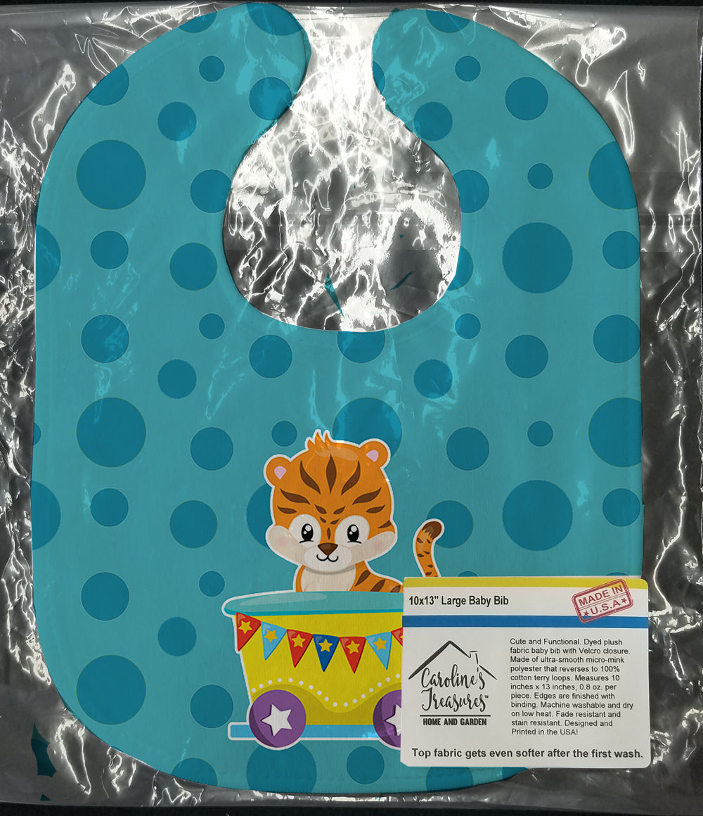 Circus Tiger Train Car Baby Bib Easy-Clean Baby Bib Baby Feeding Accessory Baby Mealtime Essential, 10 x 13, Multicolor