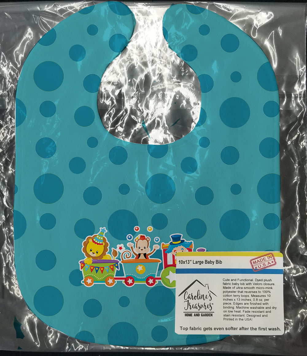 Circus Train Baby Bib Easy-Clean Baby Bib Baby Feeding Accessory Baby Mealtime Essential, 10 x 13, Multicolor