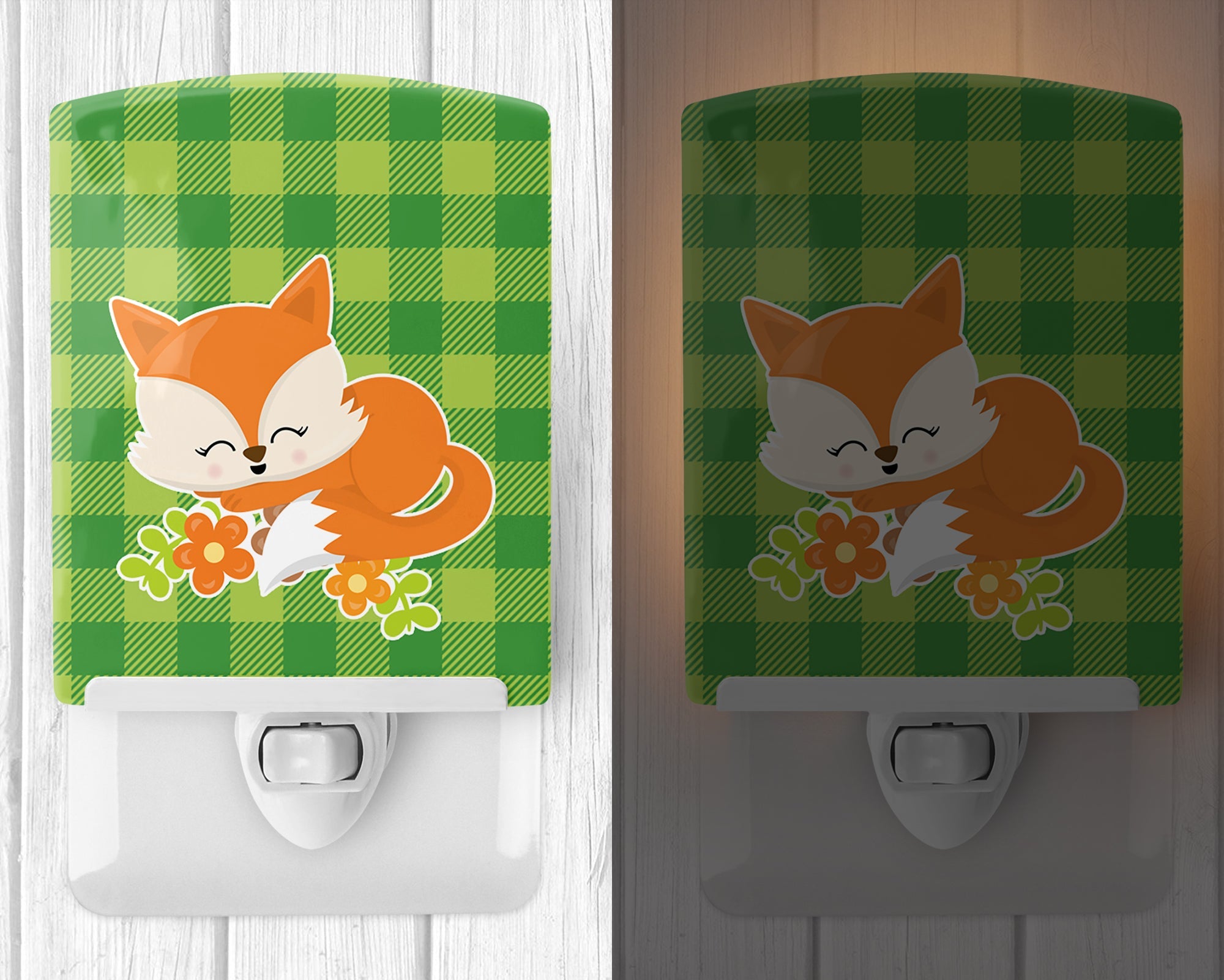 Foxie Fox Ceramic Night Light Compact, UL-Certified, Ideal for Bedroom, Bathroom, Nursery, Hallway, Kitchen, 6x4x3, Multicolor