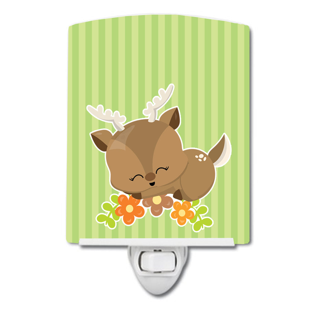 Deer #2 Ceramic Night Light Compact, UL-Certified, Ideal for Bedroom, Bathroom, Nursery, Hallway, Kitchen, 6x4x3, Multicolor