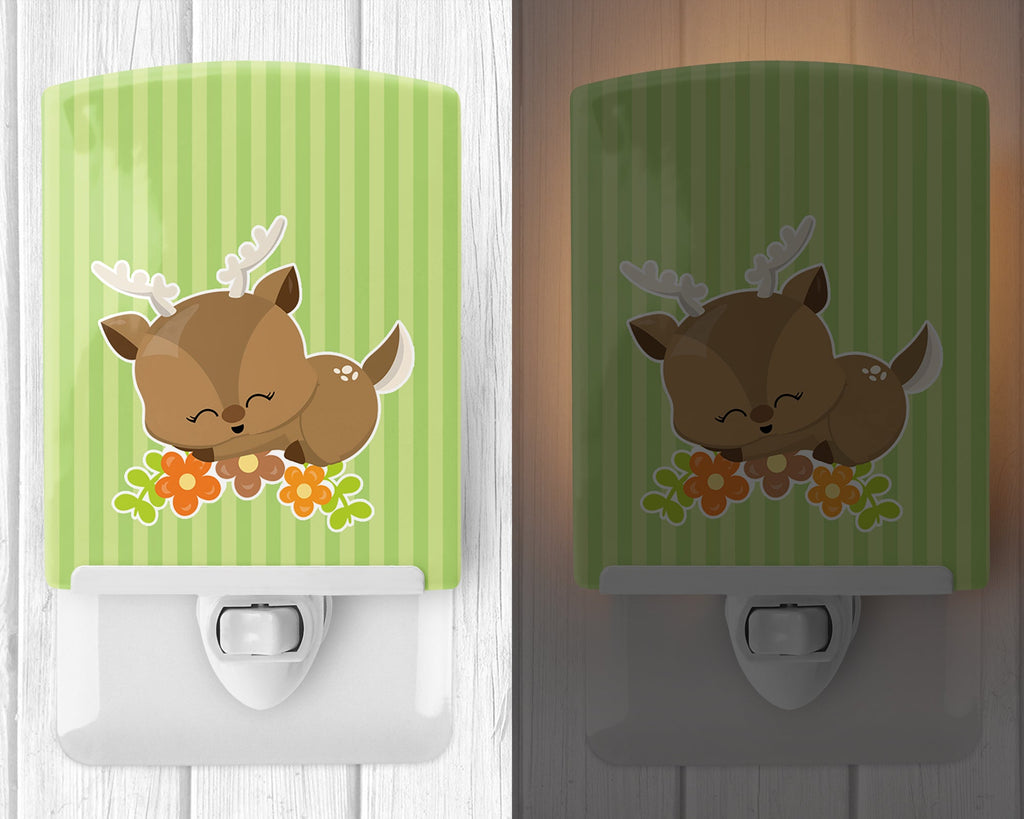 Deer #2 Ceramic Night Light Compact, UL-Certified, Ideal for Bedroom, Bathroom, Nursery, Hallway, Kitchen, 6x4x3, Multicolor