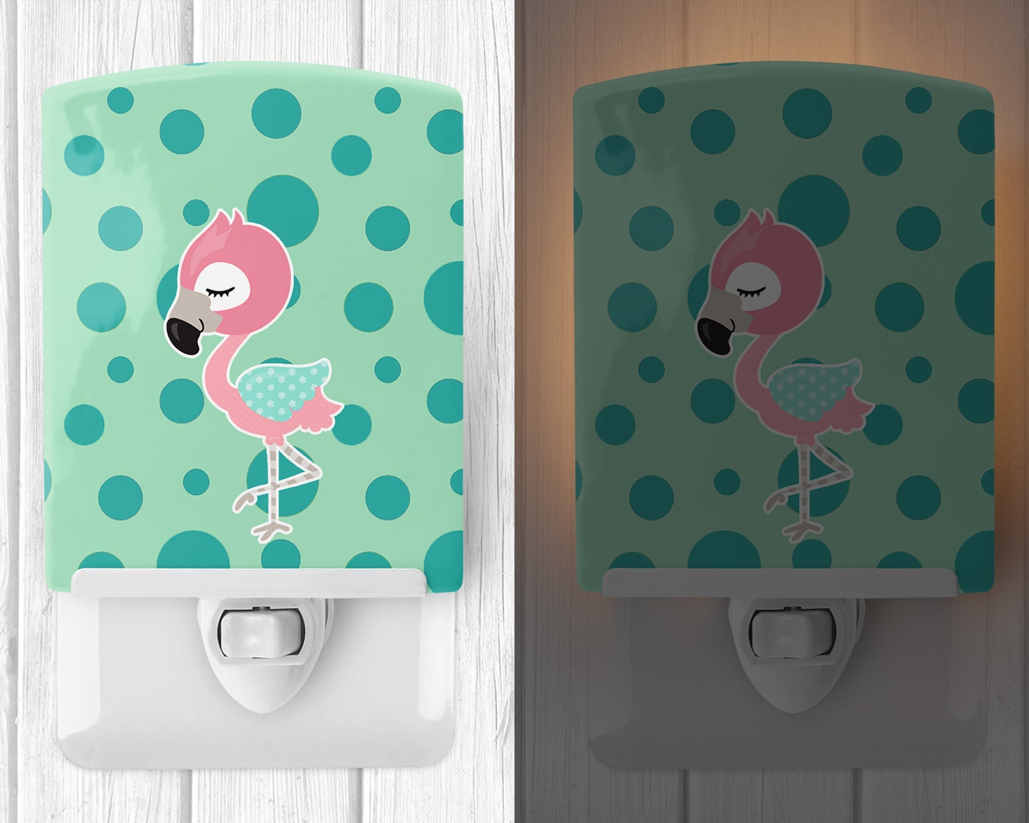 Flamingo Ceramic Night Light Compact, UL-Certified, Ideal for Bedroom, Bathroom, Nursery, Hallway, Kitchen, 6x4x3, Multicolor