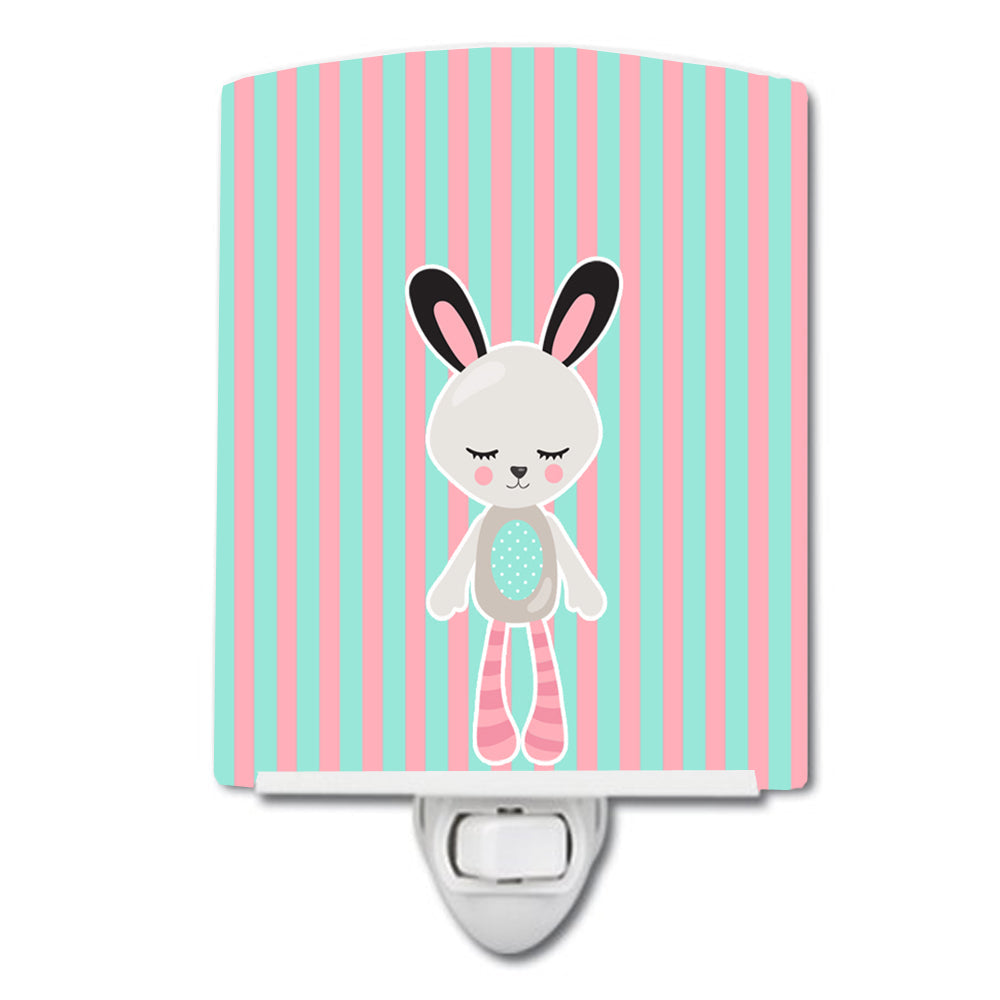 Bunny Rabbit Ceramic Night Light Compact, UL-Certified, Ideal for Bedroom, Bathroom, Nursery, Hallway, Kitchen, 6x4x3, Multicolor