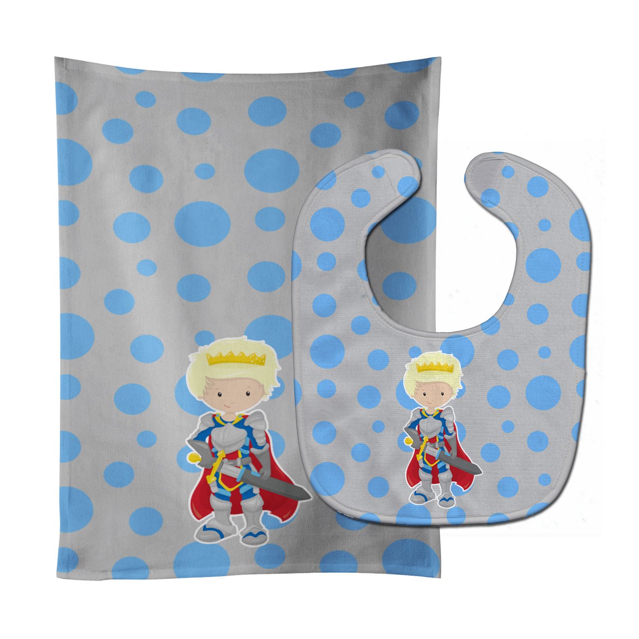 Blonde Boy Knight Baby Bib & Burp Cloth Easy-Clean Baby Bib Baby Feeding Accessory Baby Mealtime Essential