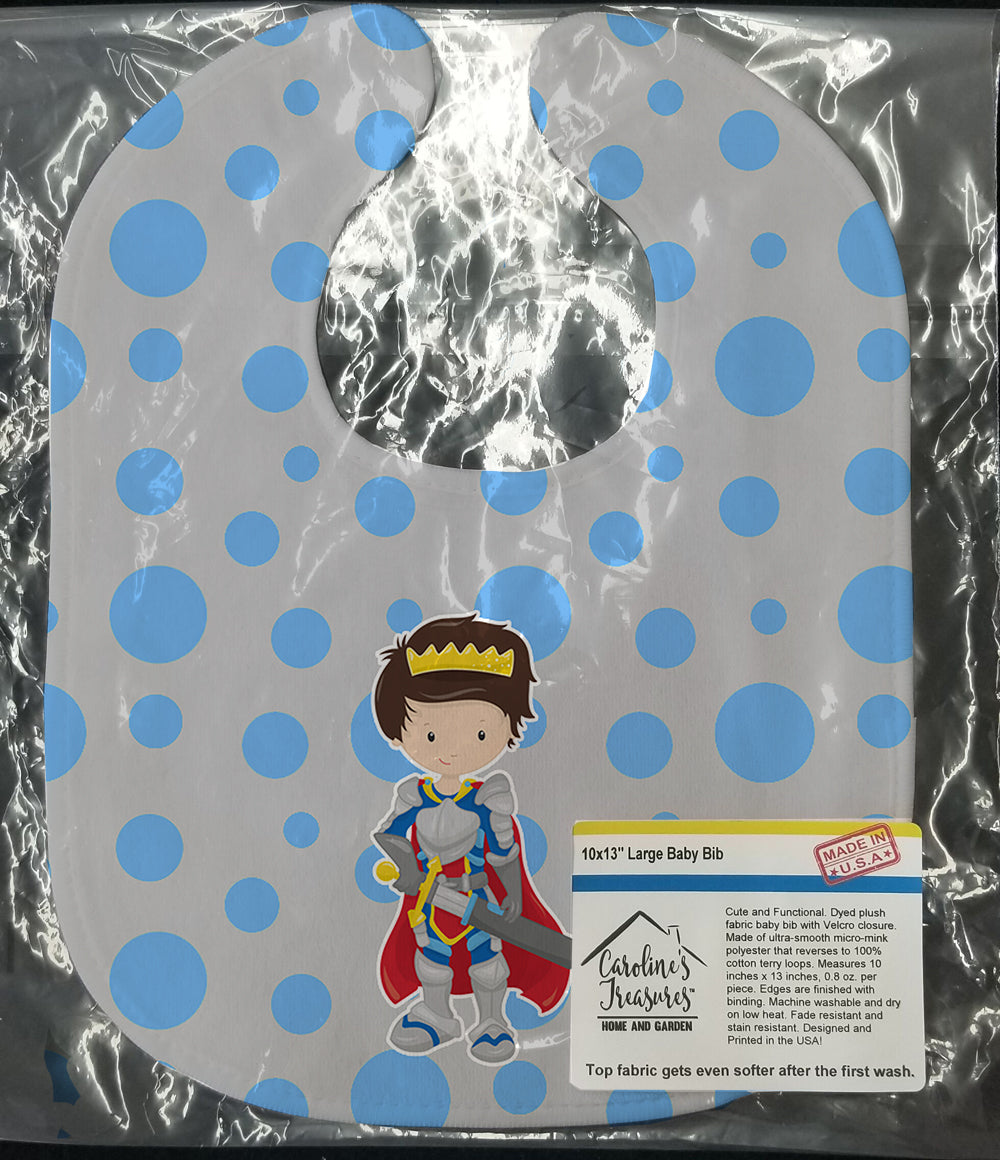 Brunette Boy Knight Baby Bib Easy-Clean Baby Bib Baby Feeding Accessory Baby Mealtime Essential, 10 x 13, Multicolor