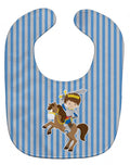 Brunette Boy Knight on Horse Baby Bib Easy-Clean Baby Bib Baby Feeding Accessory Baby Mealtime Essential, 10 x 13, Multicolor