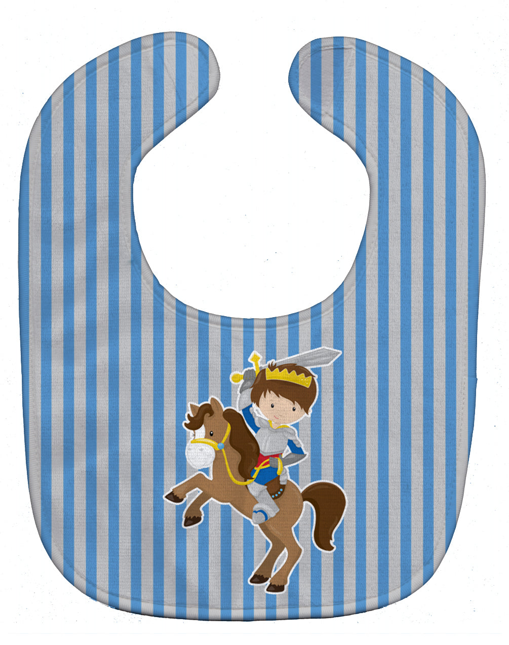 Brunette Boy Knight on Horse Baby Bib Easy-Clean Baby Bib Baby Feeding Accessory Baby Mealtime Essential, 10 x 13, Multicolor