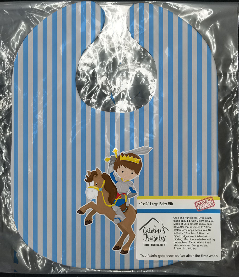 Brunette Boy Knight on Horse Baby Bib Easy-Clean Baby Bib Baby Feeding Accessory Baby Mealtime Essential, 10 x 13, Multicolor