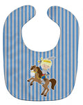 Blonde Boy Knight on Horse Baby Bib Easy-Clean Baby Bib Baby Feeding Accessory Baby Mealtime Essential, 10 x 13, Multicolor