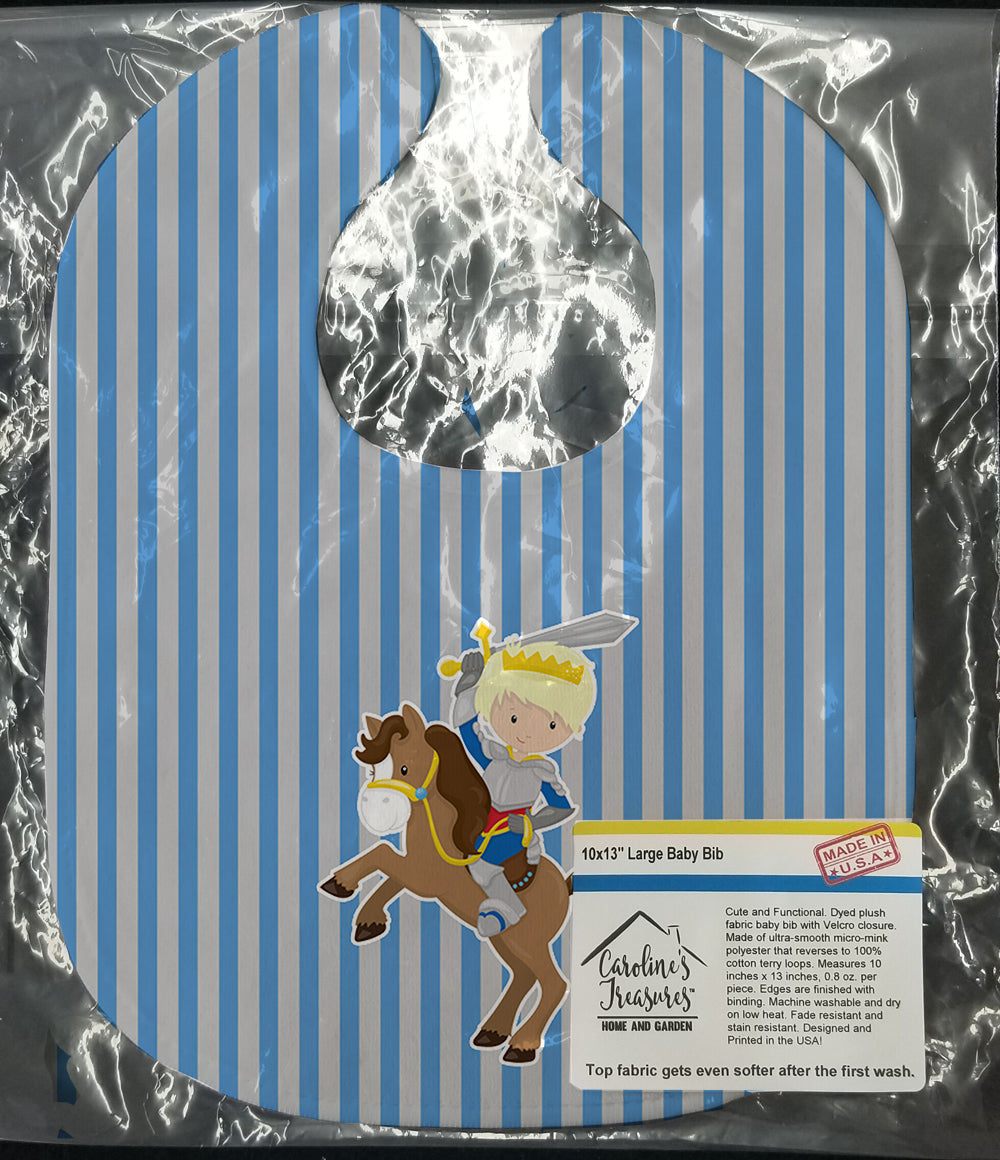 Blonde Boy Knight on Horse Baby Bib Easy-Clean Baby Bib Baby Feeding Accessory Baby Mealtime Essential, 10 x 13, Multicolor