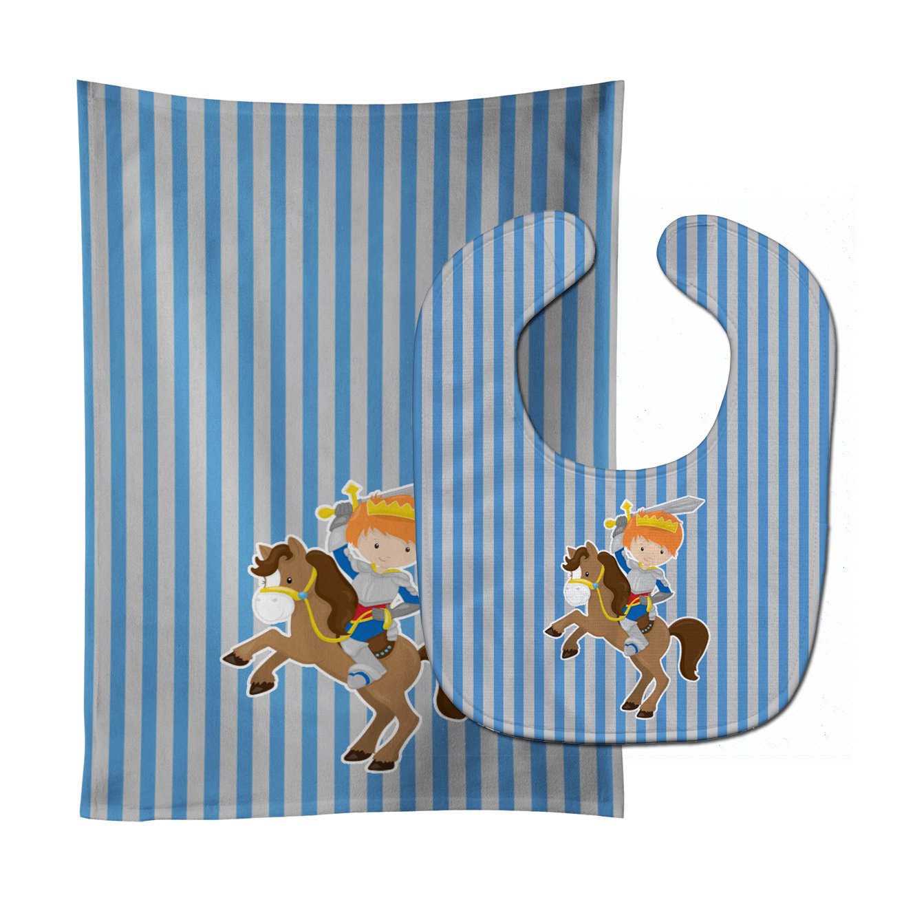 Ginger Boy Knight on Horse Baby Bib & Burp Cloth Easy-Clean Baby Bib Baby Feeding Accessory Baby Mealtime Essential