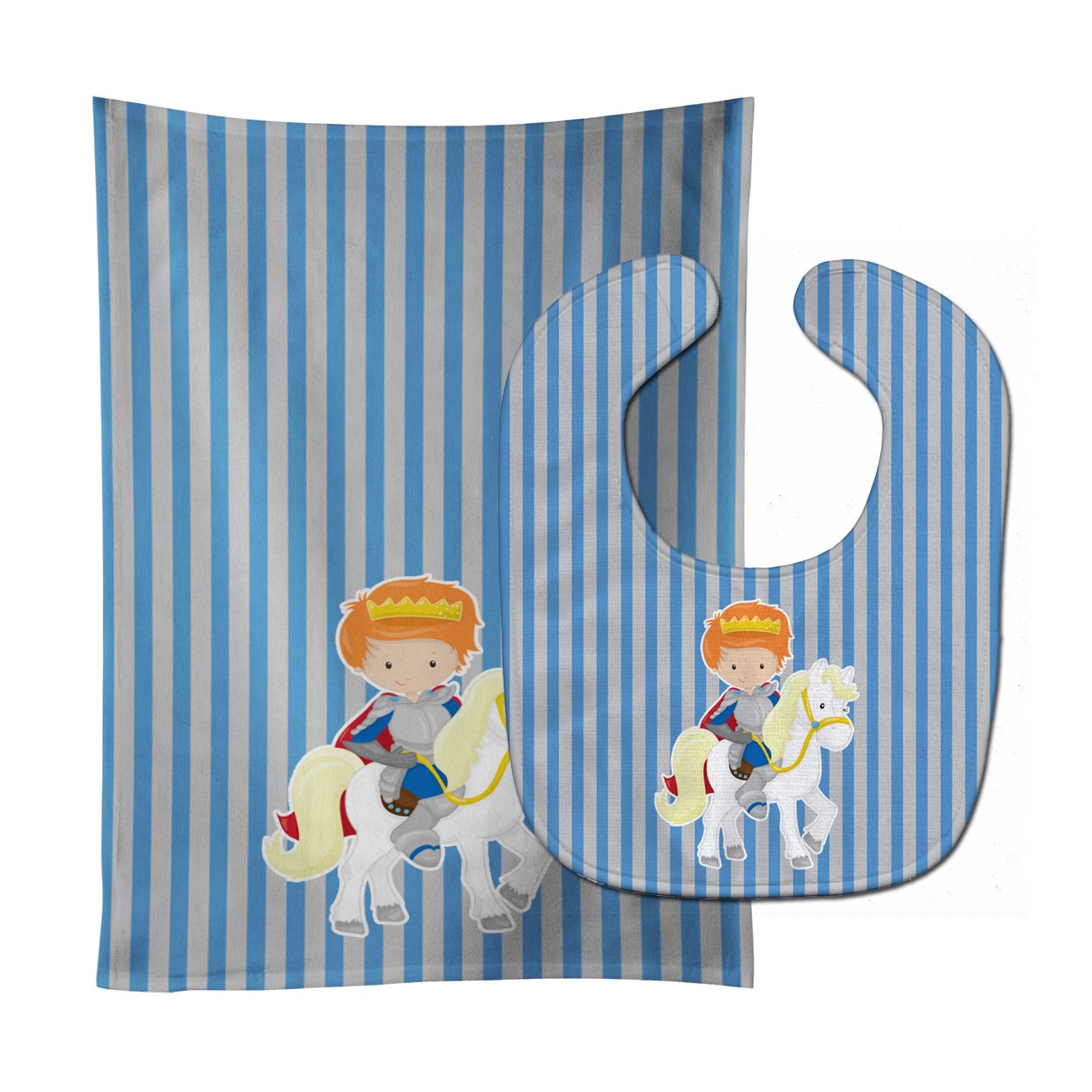 Ginger Boy Prince on Horse #2 Baby Bib & Burp Cloth Easy-Clean Baby Bib Baby Feeding Accessory Baby Mealtime Essential