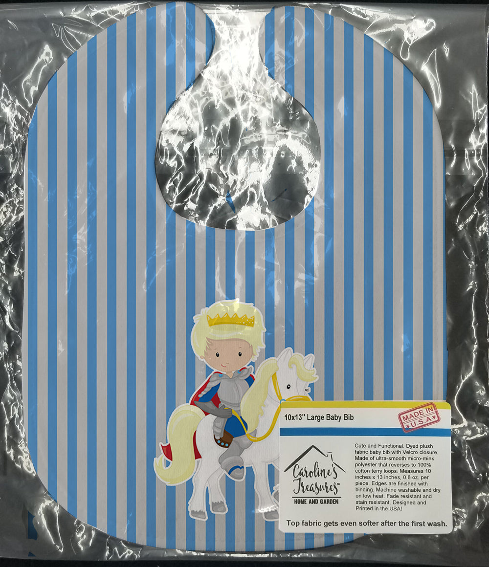 Blonde Boy Prince on Horse #2 Baby Bib Easy-Clean Baby Bib Baby Feeding Accessory Baby Mealtime Essential, 10 x 13, Multicolor