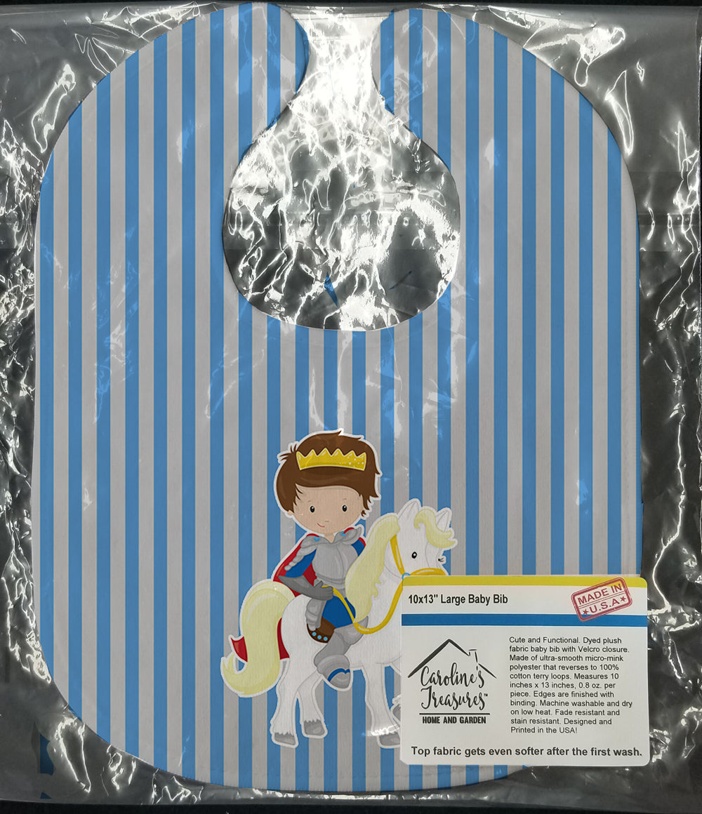 Brunette Boy Prince on Horse #2 Baby Bib Easy-Clean Baby Bib Baby Feeding Accessory Baby Mealtime Essential, 10 x 13, Multicolor