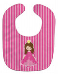 Brunette Girl Princess Grace Baby Bib Easy-Clean Baby Bib Baby Feeding Accessory Baby Mealtime Essential, 10 x 13, Multicolor