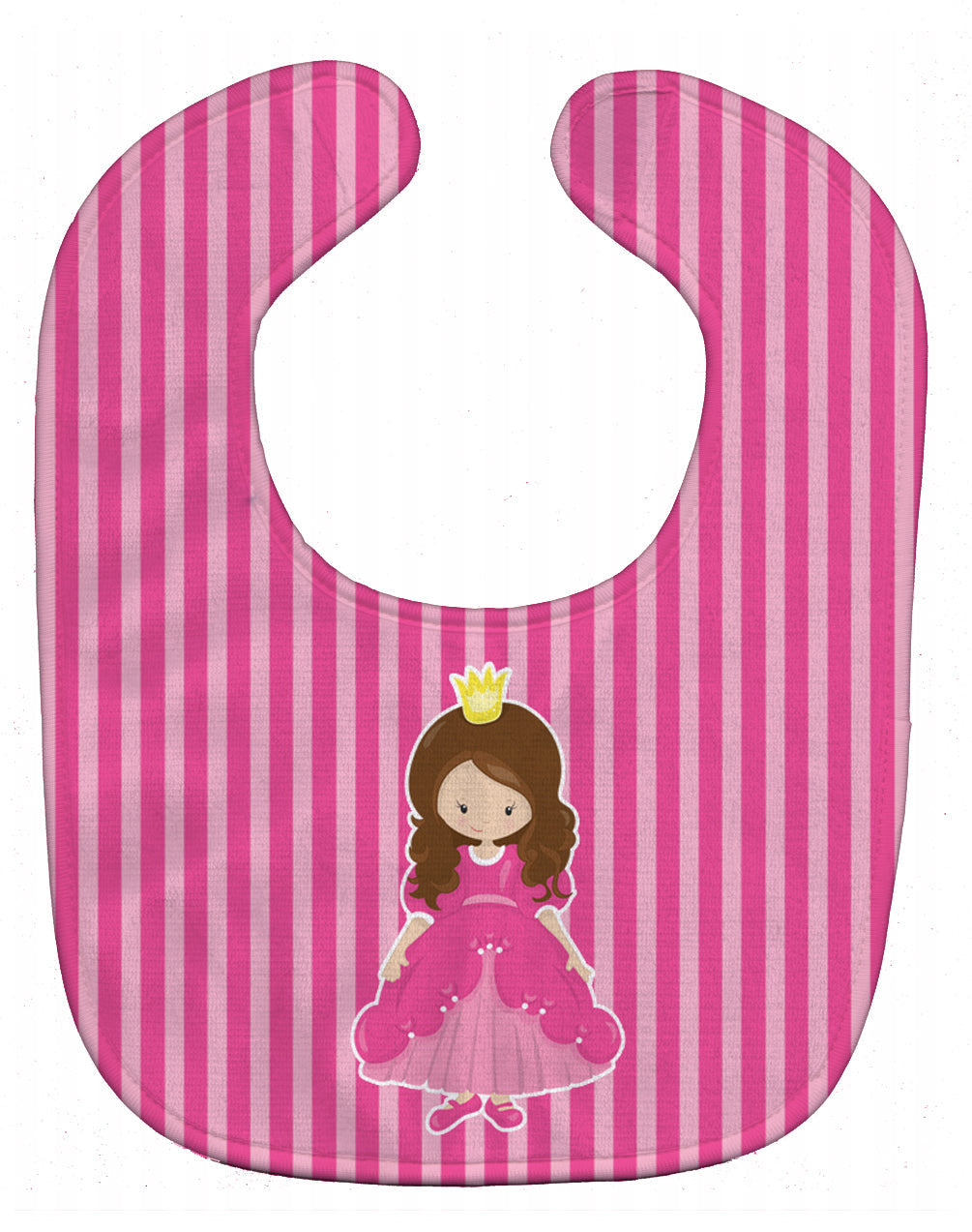 Brunette Girl Princess Grace Baby Bib Easy-Clean Baby Bib Baby Feeding Accessory Baby Mealtime Essential, 10 x 13, Multicolor