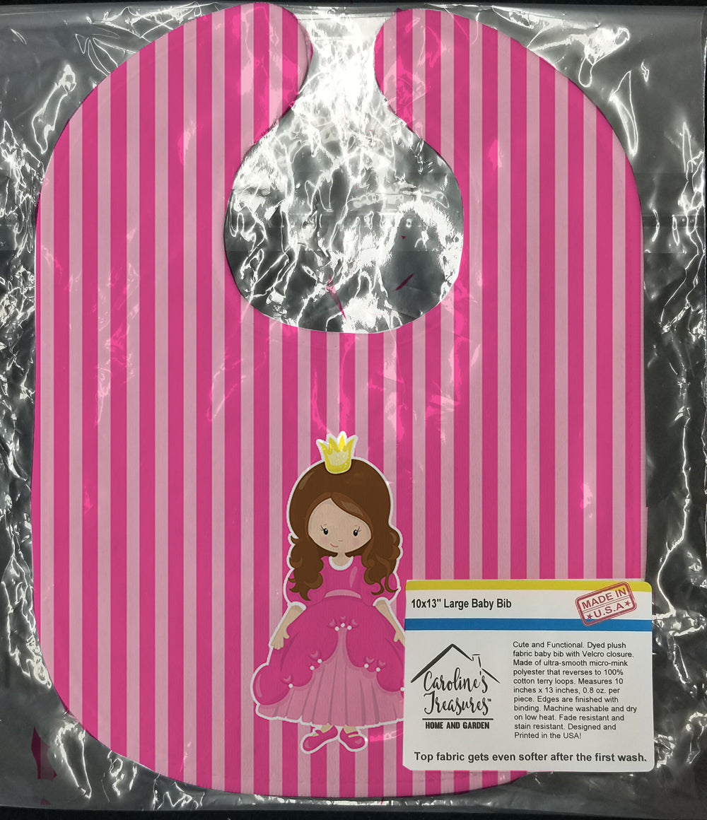 Brunette Girl Princess Grace Baby Bib Easy-Clean Baby Bib Baby Feeding Accessory Baby Mealtime Essential, 10 x 13, Multicolor