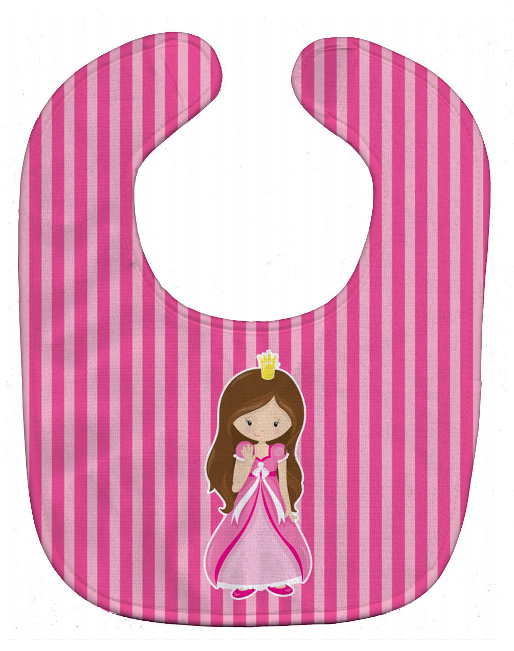 Brunette Girl Princess Baby Bib Easy-Clean Baby Bib Baby Feeding Accessory Baby Mealtime Essential, 10 x 13, Multicolor