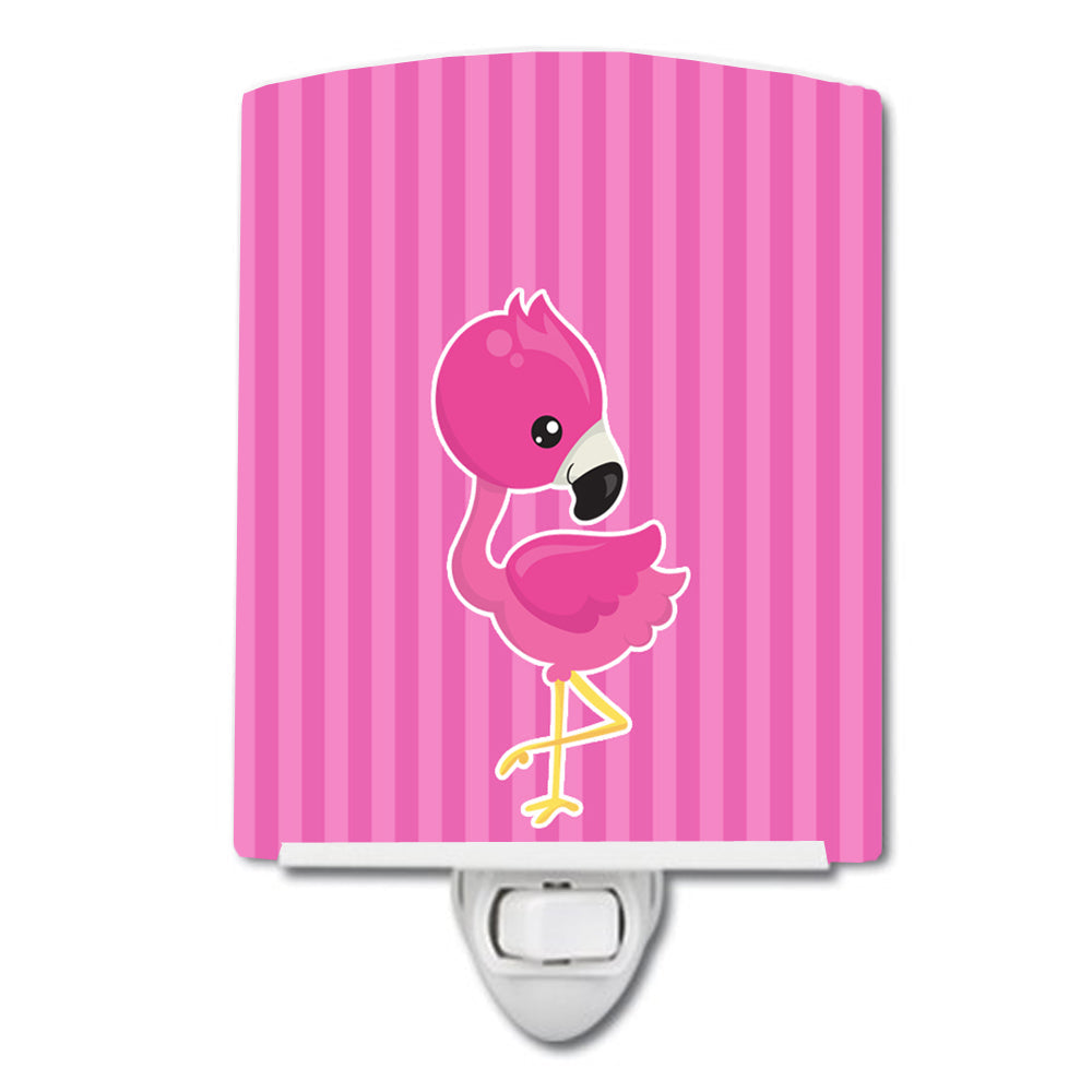 Flamingo #1 Ceramic Night Light Compact, UL-Certified, Ideal for Bedroom, Bathroom, Nursery, Hallway, Kitchen, 6x4x3, Multicolor