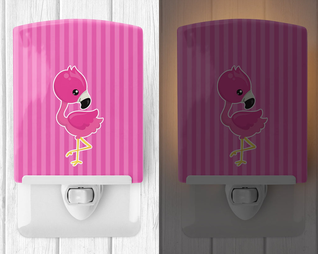 Flamingo #1 Ceramic Night Light Compact, UL-Certified, Ideal for Bedroom, Bathroom, Nursery, Hallway, Kitchen, 6x4x3, Multicolor