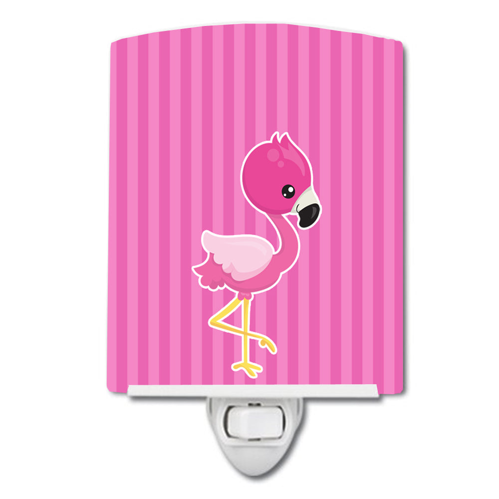Flamingo #2 Ceramic Night Light Compact, UL-Certified, Ideal for Bedroom, Bathroom, Nursery, Hallway, Kitchen, 6x4x3, Multicolor