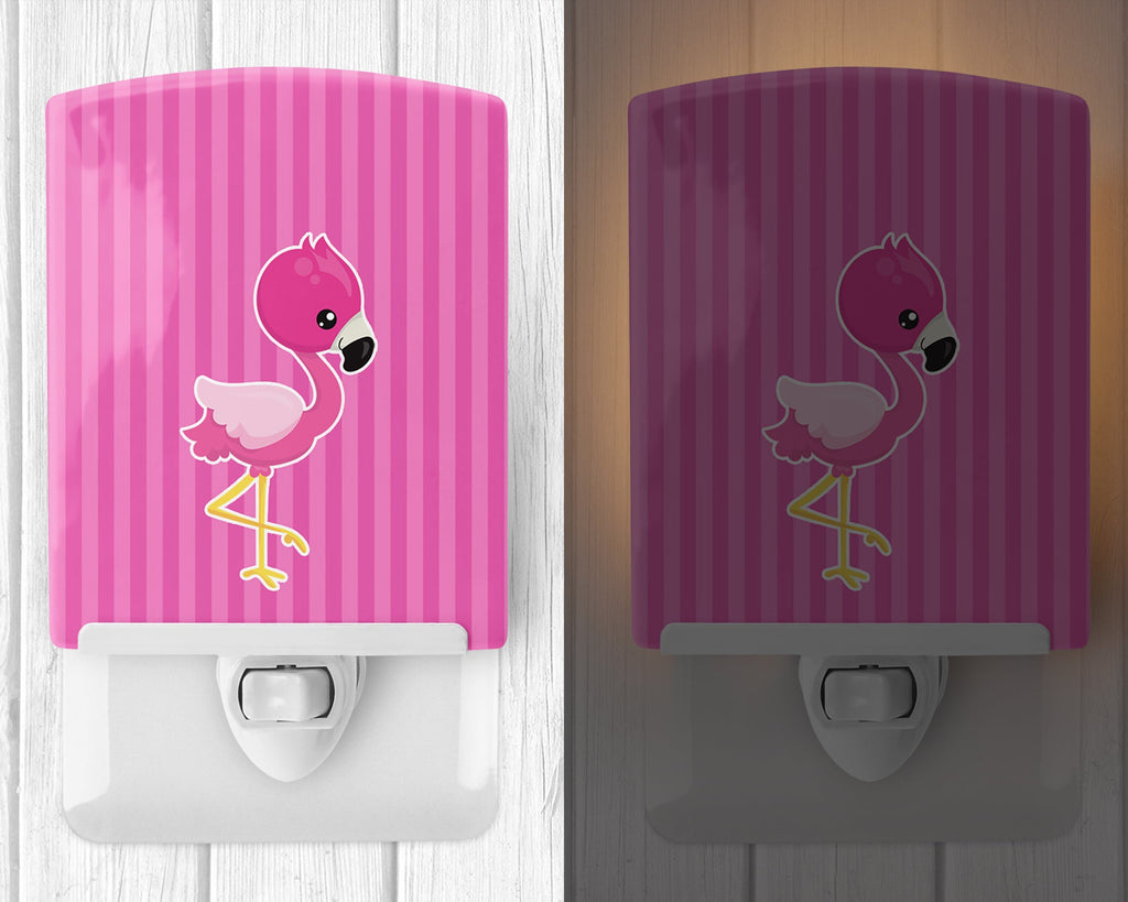 Flamingo #2 Ceramic Night Light Compact, UL-Certified, Ideal for Bedroom, Bathroom, Nursery, Hallway, Kitchen, 6x4x3, Multicolor