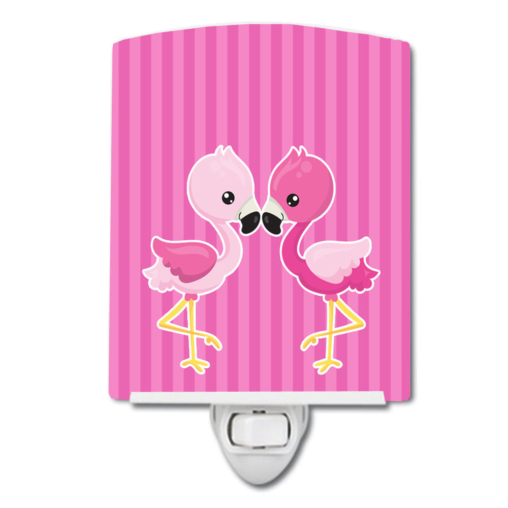 Flamingo Pair Ceramic Night Light Compact, UL-Certified, Ideal for Bedroom, Bathroom, Nursery, Hallway, Kitchen, 6x4x3, Multicolor
