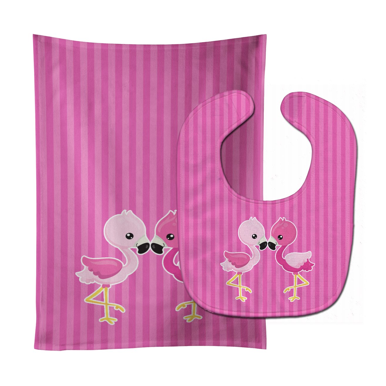 Flamingo Pair Baby Bib & Burp Cloth Easy-Clean Baby Bib Baby Feeding Accessory Baby Mealtime Essential