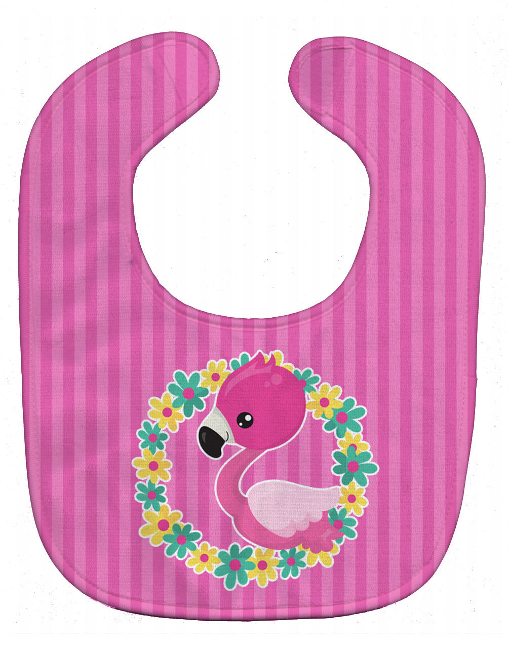 Flamingo Flower Wreath Baby Bib Easy-Clean Baby Bib Baby Feeding Accessory Baby Mealtime Essential, 10 x 13, Multicolor