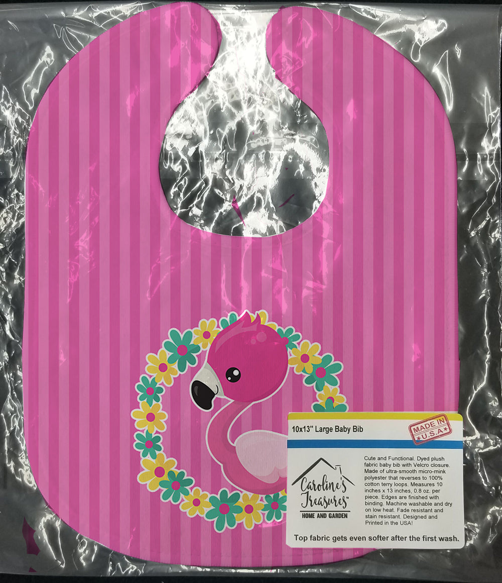 Flamingo Flower Wreath Baby Bib Easy-Clean Baby Bib Baby Feeding Accessory Baby Mealtime Essential, 10 x 13, Multicolor