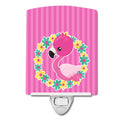 Flamingo Flower Wreath Ceramic Night Light Compact, UL-Certified, Ideal for Bedroom, Bathroom, Nursery, Hallway, Kitchen, 6x4x3, Multicolor