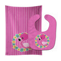 Flamingo Flower Wreath Baby Bib & Burp Cloth Easy-Clean Baby Bib Baby Feeding Accessory Baby Mealtime Essential