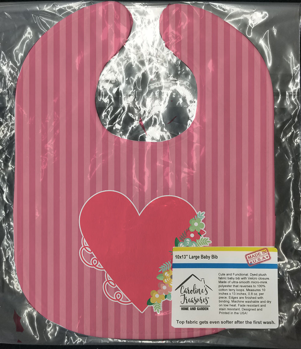 Heart and Flowers Baby Bib Easy-Clean Baby Bib Baby Feeding Accessory Baby Mealtime Essential, 10 x 13, Multicolor
