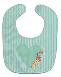 Heart and Flowers #2 Baby Bib Easy-Clean Baby Bib Baby Feeding Accessory Baby Mealtime Essential, 10 x 13, Multicolor