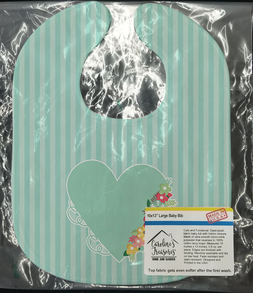 Heart and Flowers #2 Baby Bib Easy-Clean Baby Bib Baby Feeding Accessory Baby Mealtime Essential, 10 x 13, Multicolor
