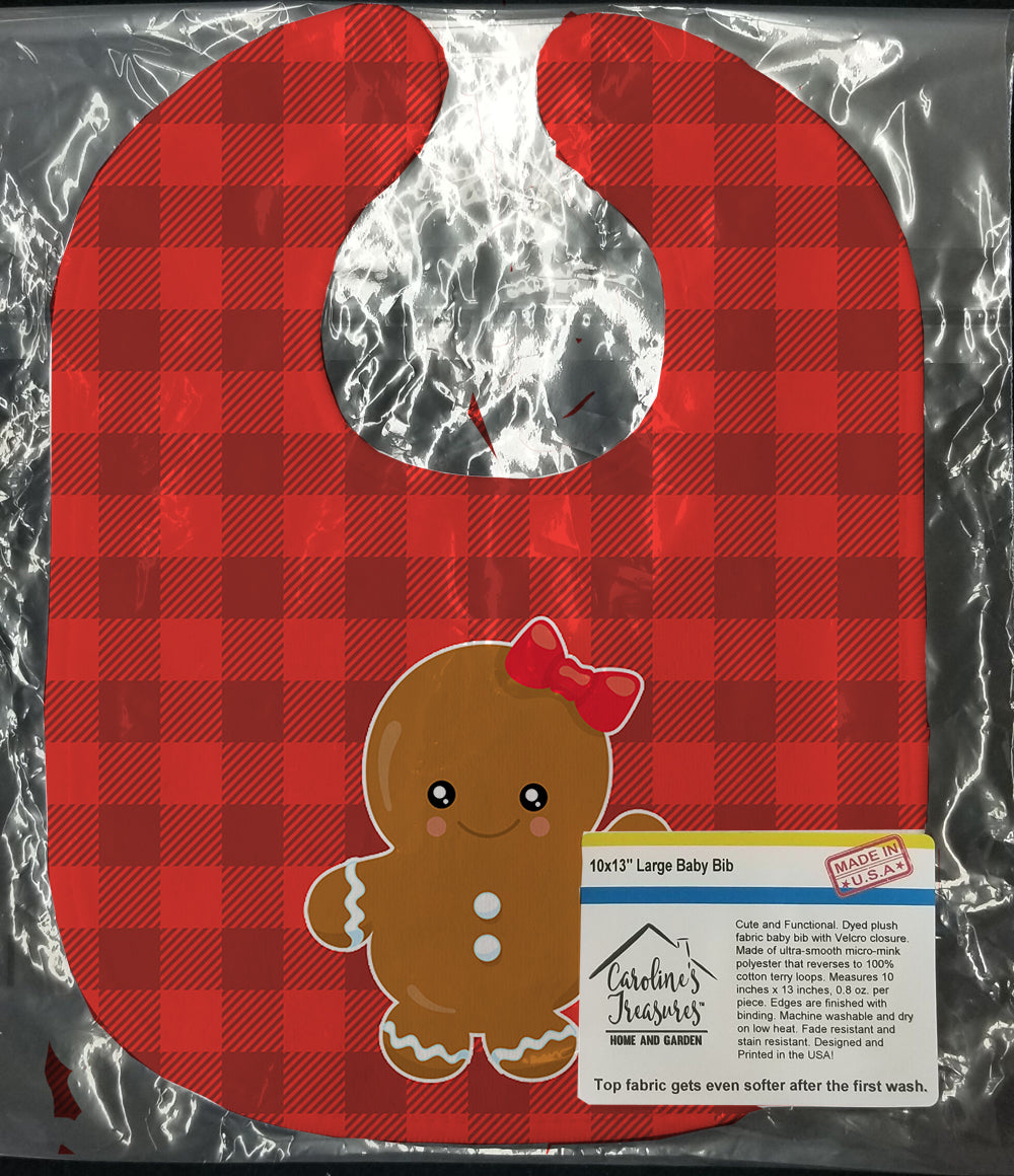 Christmas Gingerbread Girl Baby Bib Easy-Clean Baby Bib Baby Feeding Accessory Baby Mealtime Essential, 10 x 13, Multicolor