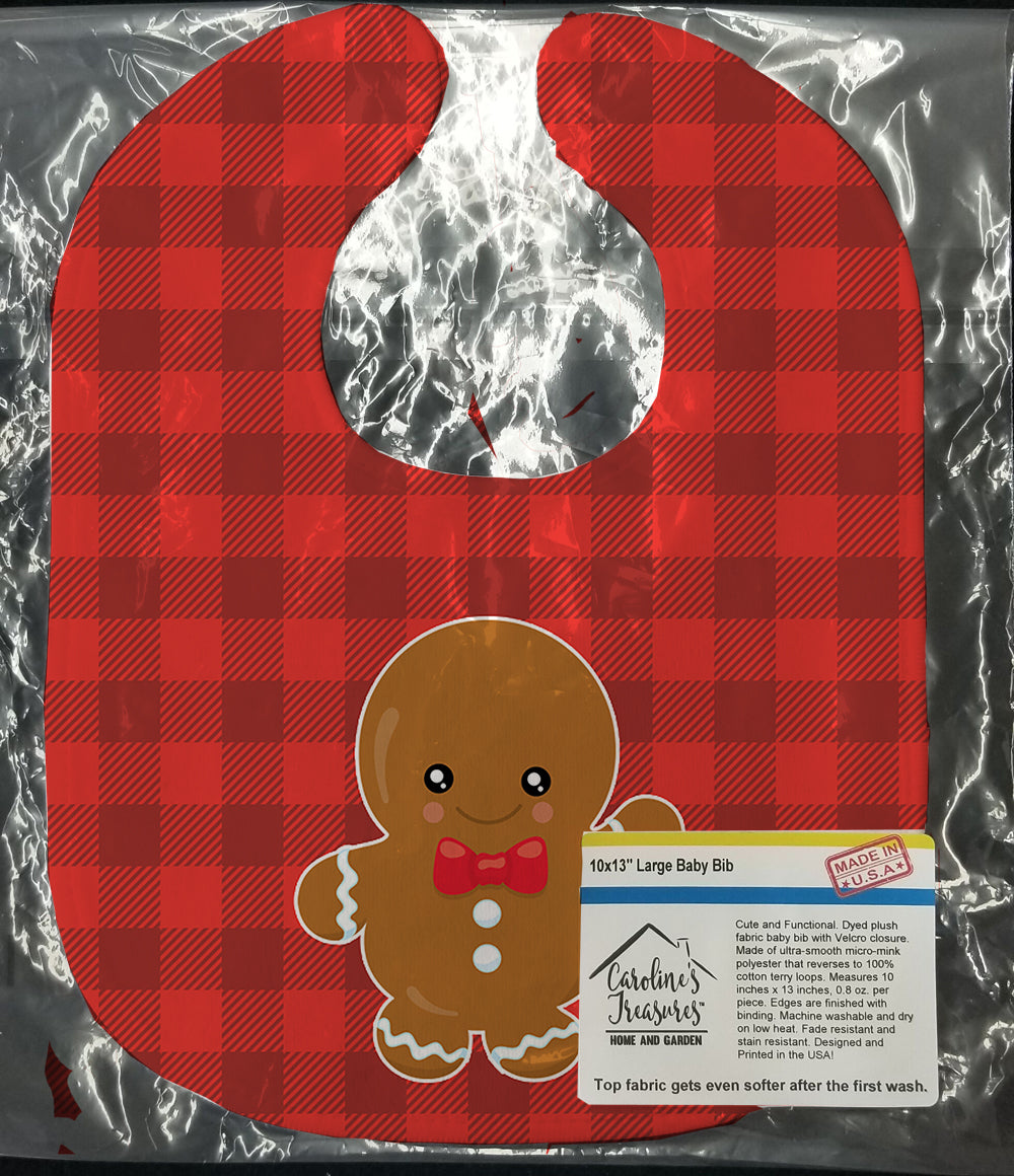 Christmas Gingerbread Boy Baby Bib Easy-Clean Baby Bib Baby Feeding Accessory Baby Mealtime Essential, 10 x 13, Multicolor