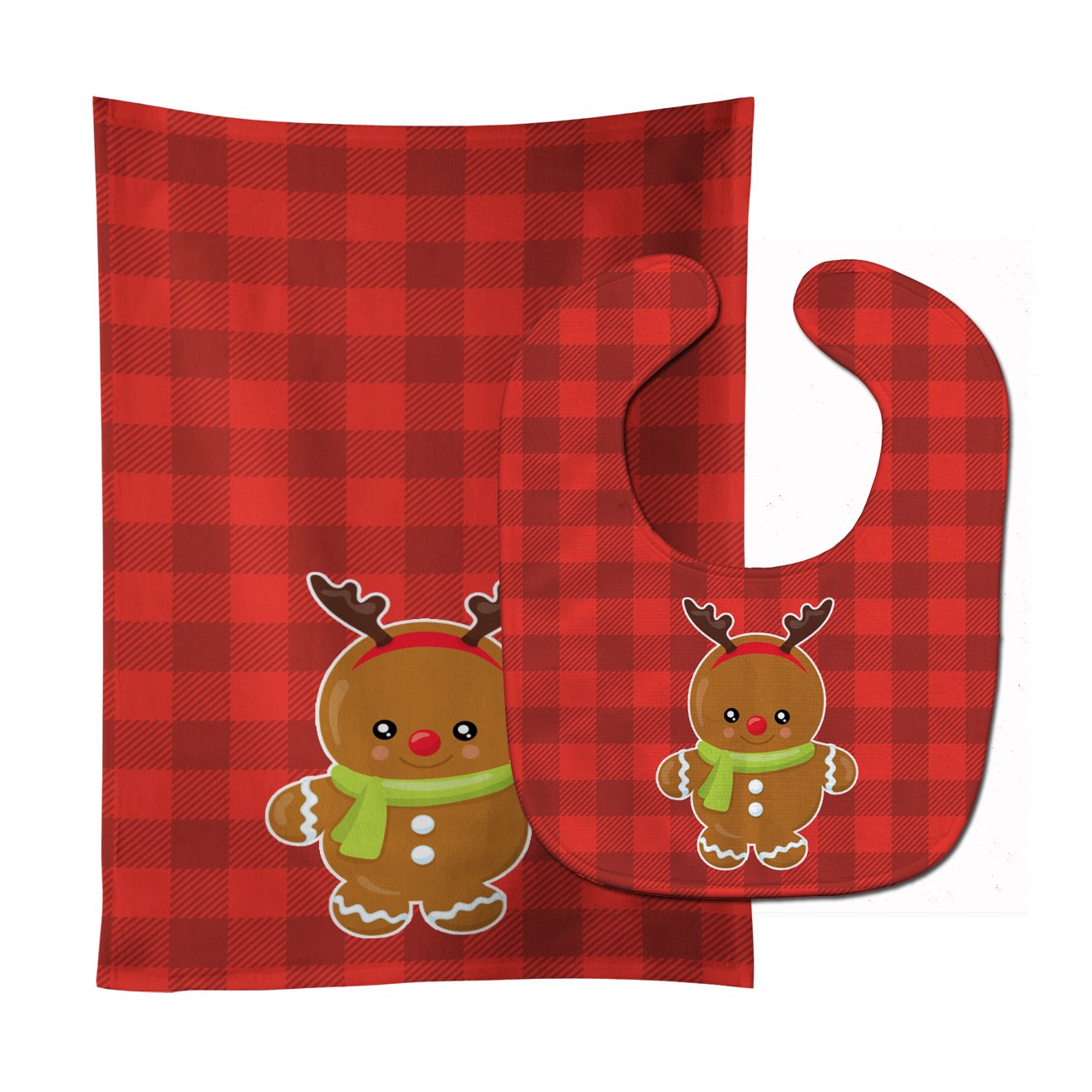 Christmas Gingerbread Reindeer Baby Bib & Burp Cloth Easy-Clean Baby Bib Baby Feeding Accessory Baby Mealtime Essential
